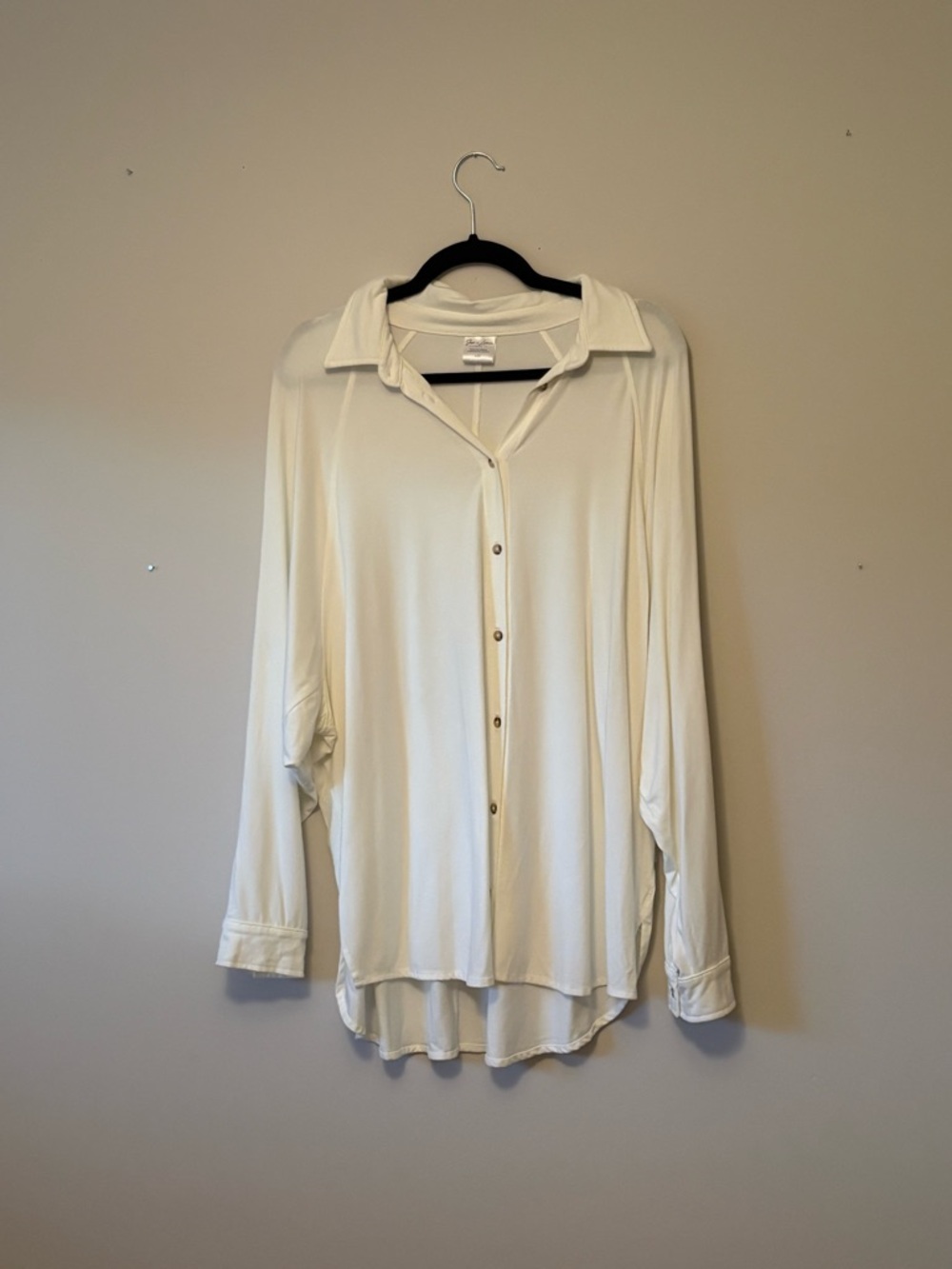 Jax & Lennon Bamboo Button-Up Top Cream Ivory Oversized M/L
